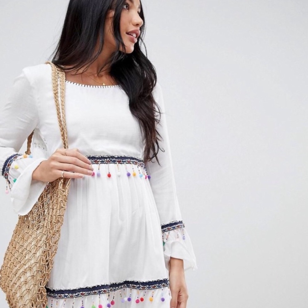 RAGA Coconut Cover Pom Pom Tassel Short Dress